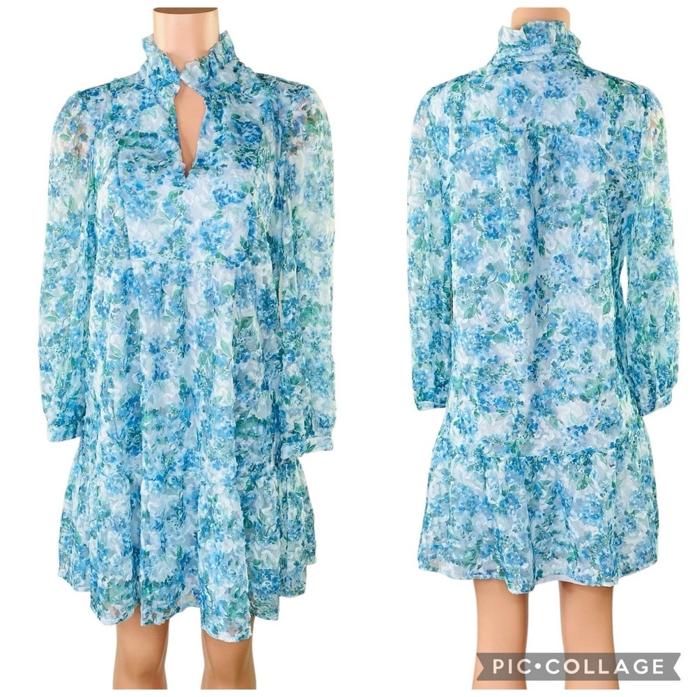 Tuckernuck Organza Palmerston Dress Water's Edge Hydrangea XL Feminine Whimsical - Picture 2 of 16